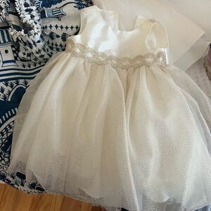 Baby flower girl dress with fur shall
